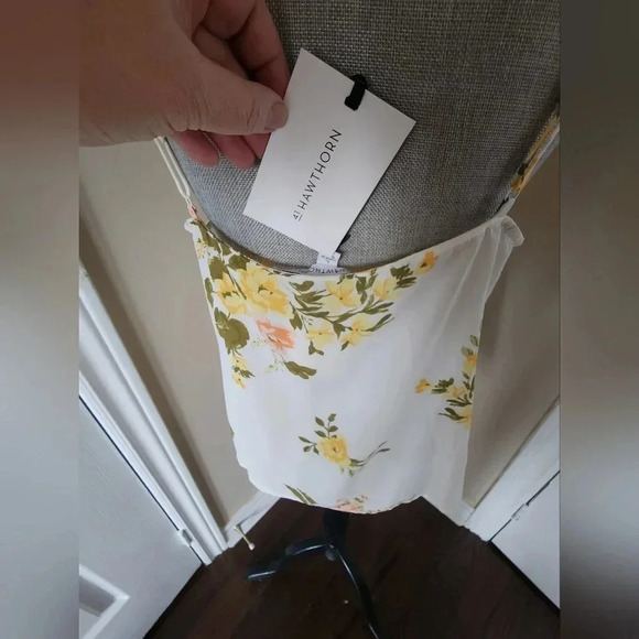 41 HAWTHORN Spagetti Camisole Floral White Cami Top Lace Blouse size  L - Picture 2 of 3